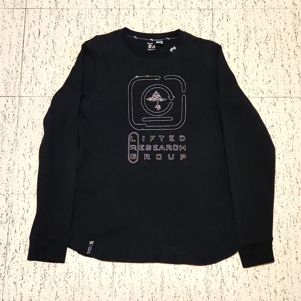Lrg Lifted Research Group Black Knit Sweater Long Sleeve Shirt Vintage Y2K